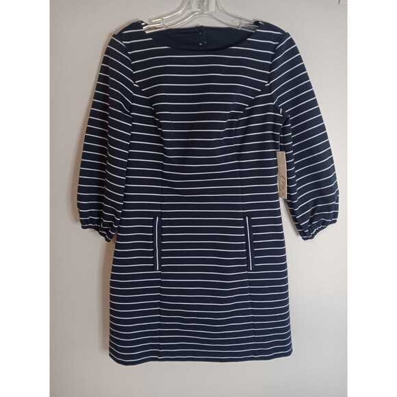 Eliza J Stripe Mini Dress Sz 6 Petite New With Tags - Picture 1 of 6
